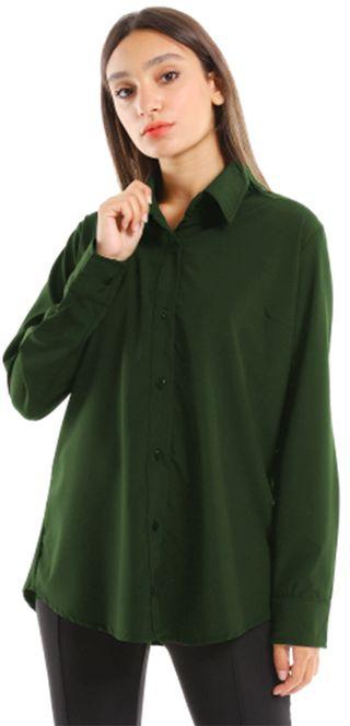 Women Long Sleeves Shirt - Dark Olive Green
