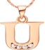 U Letter 18k Rose Gold Plated Necklace with Austrian crystals