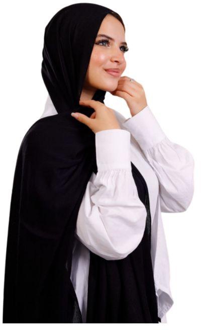 General A plain, modal, spongy cotton gauze scarf with soft cotton threads - a comfortable and cool spongy scarf on the head - a cotton hijab for women, size (75 cm x 200 cm)