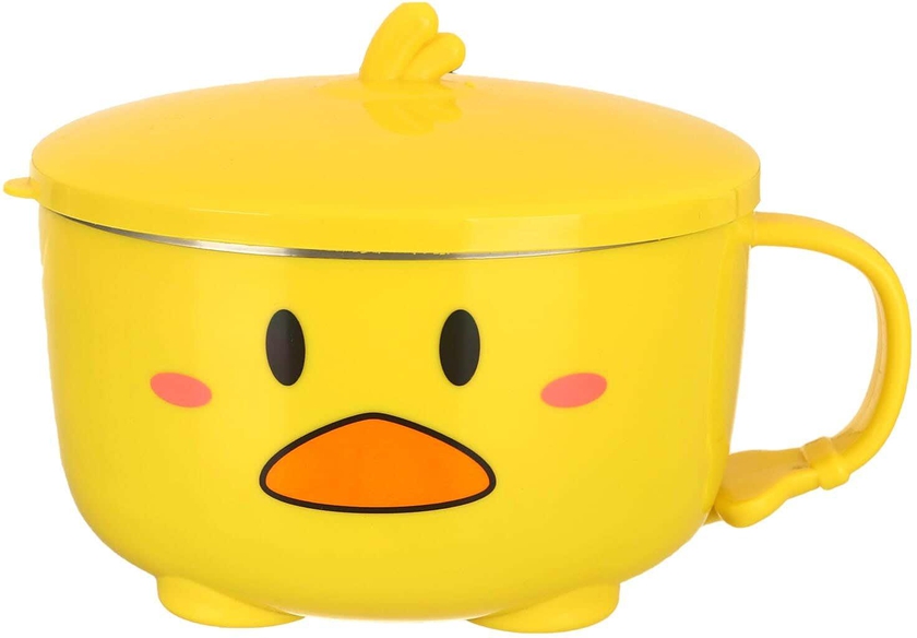 Get Plastic Food Storage Bowl In The Shape Of A Duck, Stainless Steel Core, 16 Cm - Yellow with best offers | Raneen.com