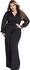 Black Embellished Cuffs Long Mesh Sleeves Jumpsuit