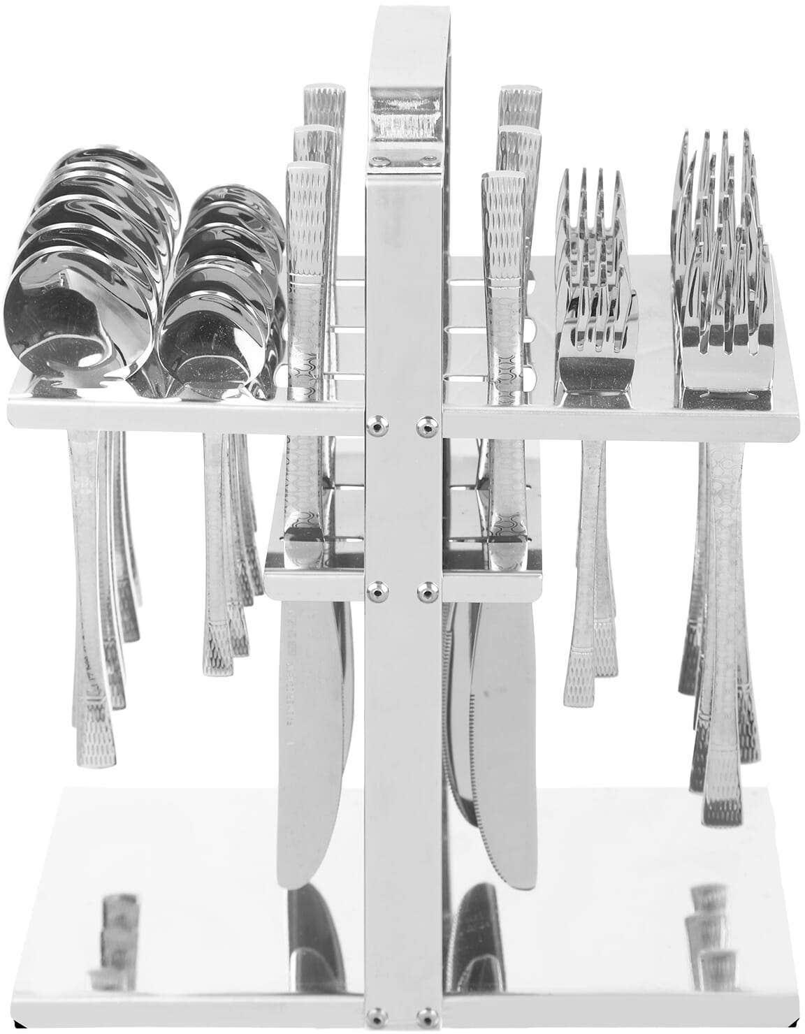 Get City Star Stainless Steel Cutlery Set With Stand, 30 Pieces - Silver with best offers | Raneen.com