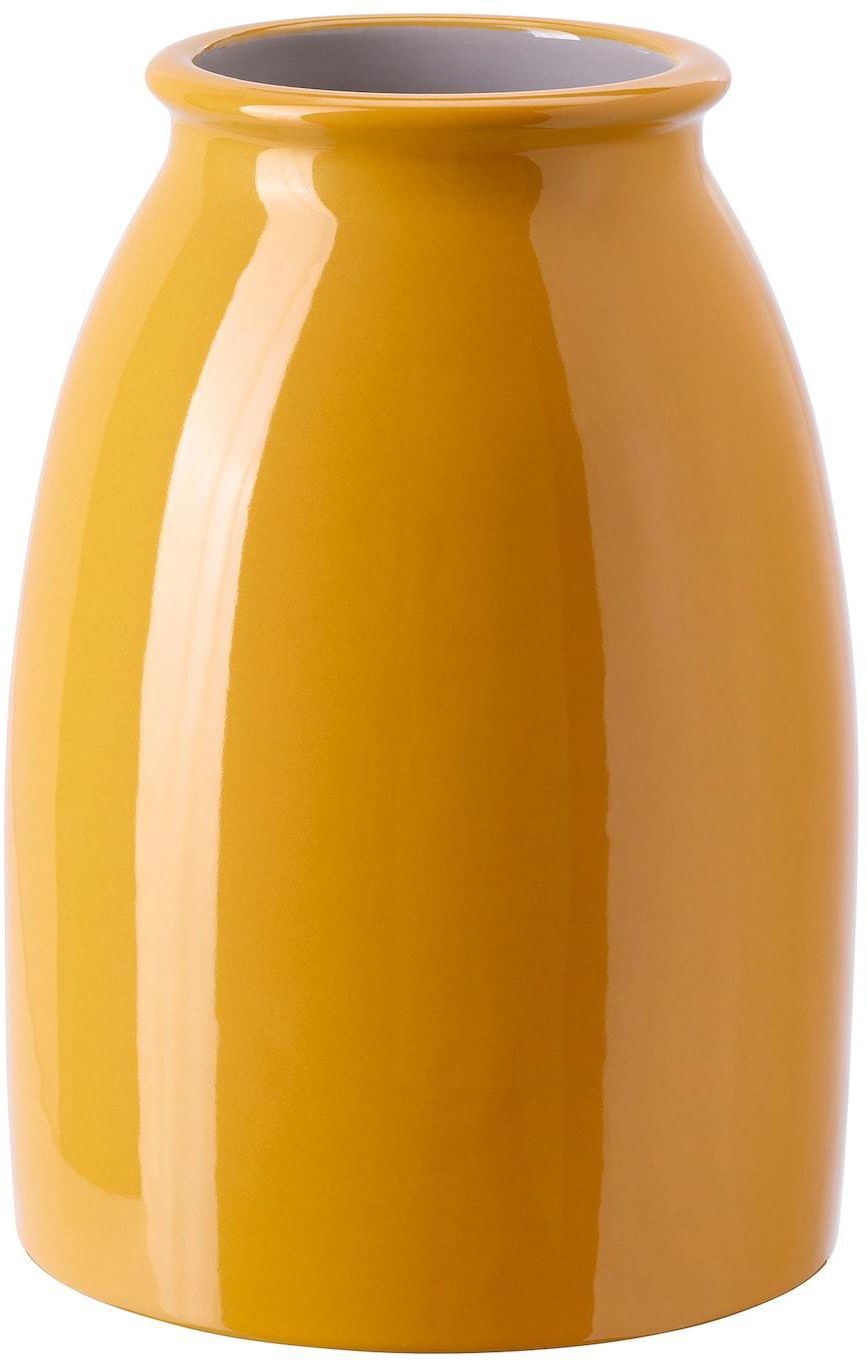 KOPPARBJÖRK Vase - bright yellow 21 cm