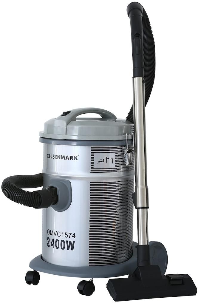 Olsenmark Drum Vacuum Cleaner, 2400W - Air Flow Control On Handle - Blow Function - Dust Full Indicator, Telescopic Tube, Dust Capacity Of 21L, Cord Length: 5M, 2 Years Warranty