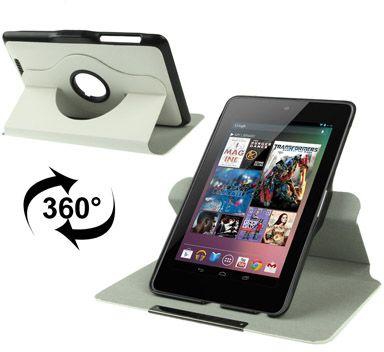 360 Degrees Rotating Ultra Slim PU Leather Case with Holder  Google Nexus 7 - White