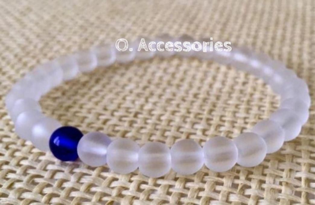 O Accessories Bracelet Natural Stones Transparent & Blue Stone