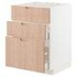 METOD / MAXIMERA خزانة قاعدة لحوض+3 واجهات/درجان, أبيض/Sinarp بني, ‎60x60 سم‏ - IKEA