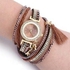 FULAIDA Women Quartz Watch Leather Band Tassel Decoration Rhinestone Wristwatch - Brown