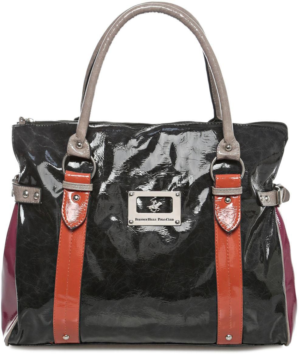 Beverly Hills Polo Club BHP5216M Patent Tote Bag for Women - Black