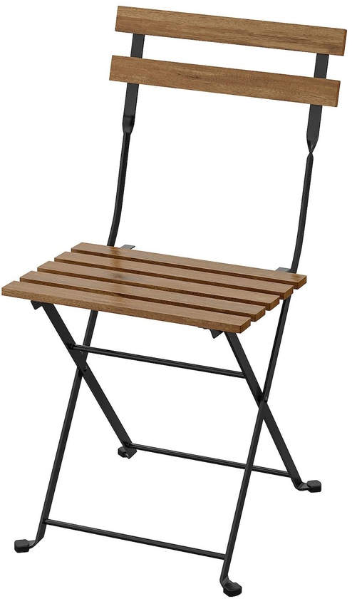 TÄRNÖ Chair, outdoor - foldable black/light brown stained