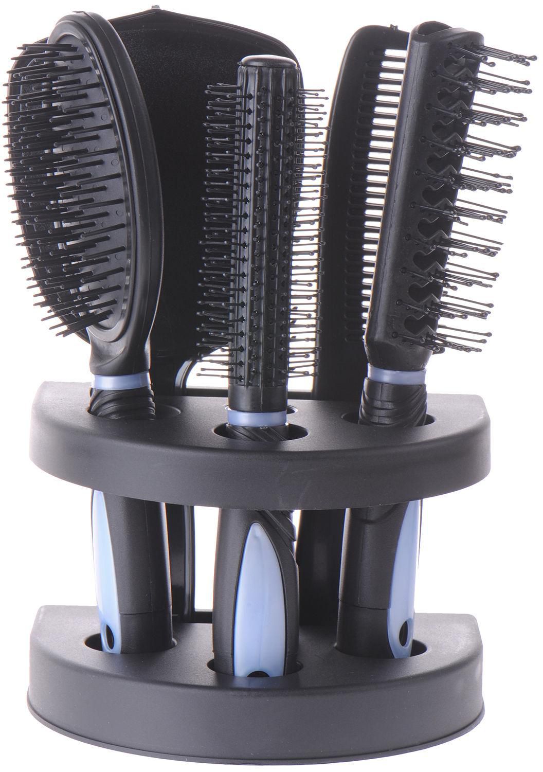 6-In-1 Women Salon Hair Styling Brush Massage Comb Set with Stand Holder (4 Colors)
