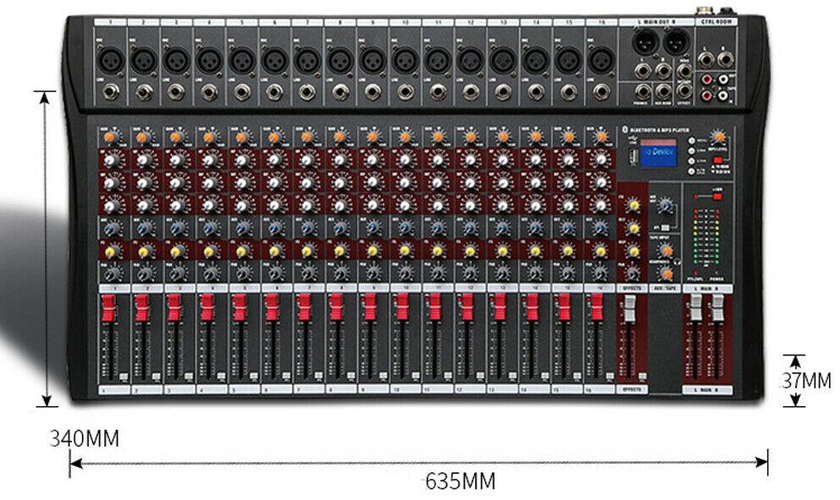 Pro 16 Channel Bluetooth Studio Audio Mixer Live Sound Mixing Console Stage/Live