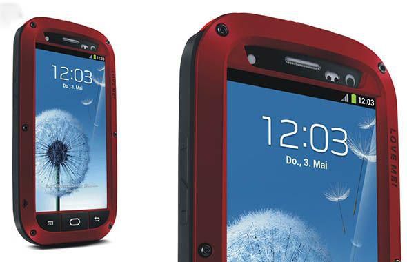 LOVE MEI SHOCKPROOF WATERPROOF RUGGED PROTECTION METAL CASE RED FOR SAMSUNG S3