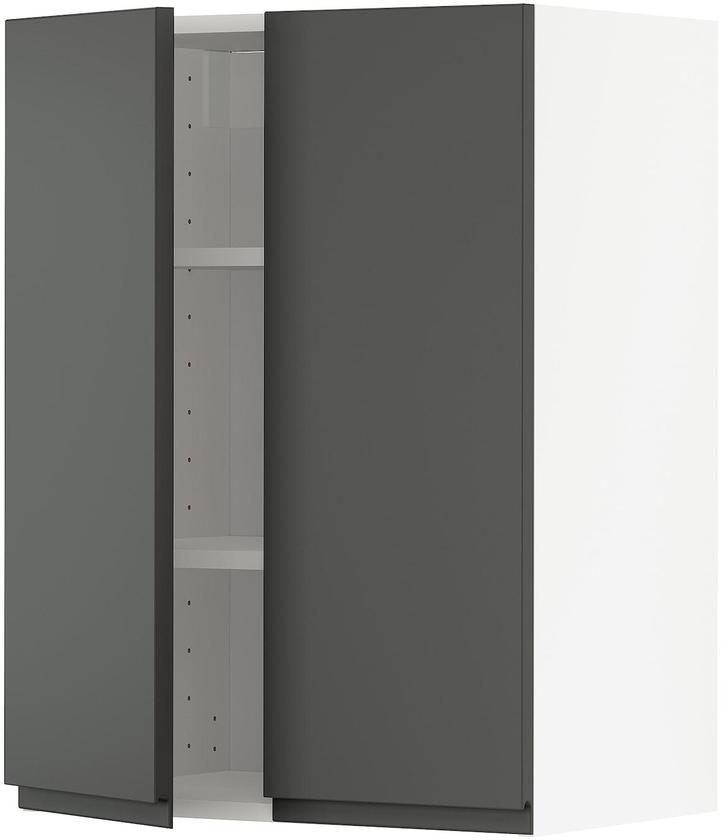METOD Wall cabinet with shelves/2 doors - white/Voxtorp dark grey 60x80 cm