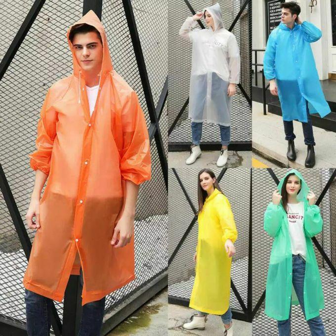 معطف مطر قابل للحمل قابل لاعادة الاستخدام ومقاوم للماء بغطاء رأس واكمام
