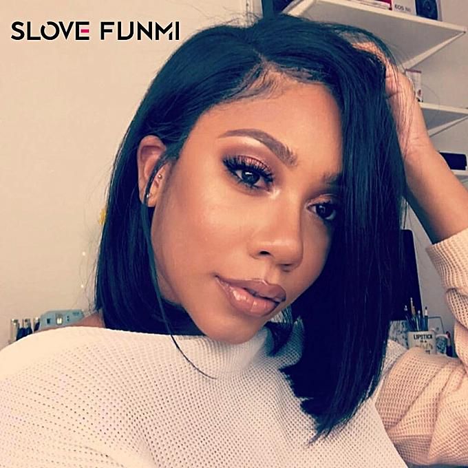 Generic Pre Plucked Human Hair Short Bob Wigs Brazilian Remy Hair Silky Straight Lace Front Human Hair Wigs For Women Slove Funmi Hair Price From Jumia In Kenya Yaoota
