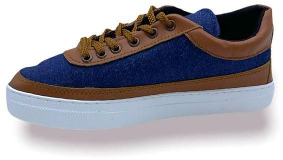 Hammer Canvas Lace Up Sneakers For Men - Havana & Navy Blue