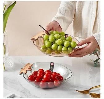 Snack Tray Creative Shape Food Grade Large Capacity Stackable Transparent Save Space Plastic Dry Fruit Sundries Organizer Tray Decoration Home Supplies Strawberry Green