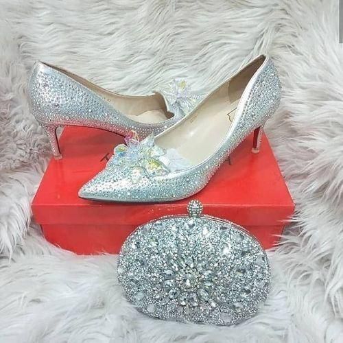 Honey Beauty Classic Shoes & Purses In Lovely Colour Silver; Shoes Size ...