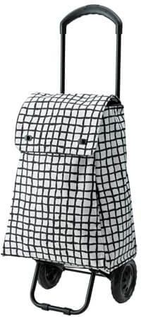 KNALLA Shopping bag on wheels, black, white