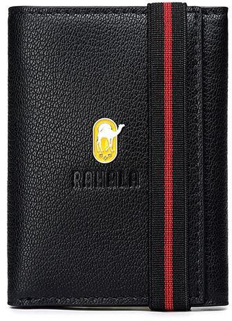 RAHALA RA101 Genuine Leather Multiple Card Slots Casual Trifold Wallet Black