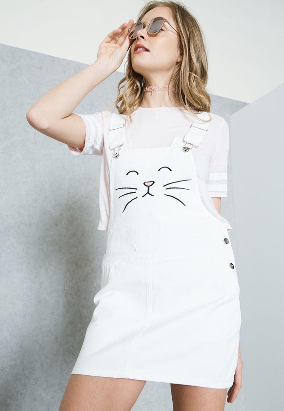 Cat Print Pinafore Dress