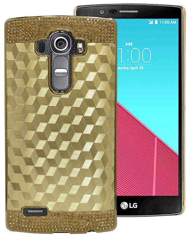 LG G4 Sparkling Glitter Shining Hard Back Cover With screen protector - Gold MG50