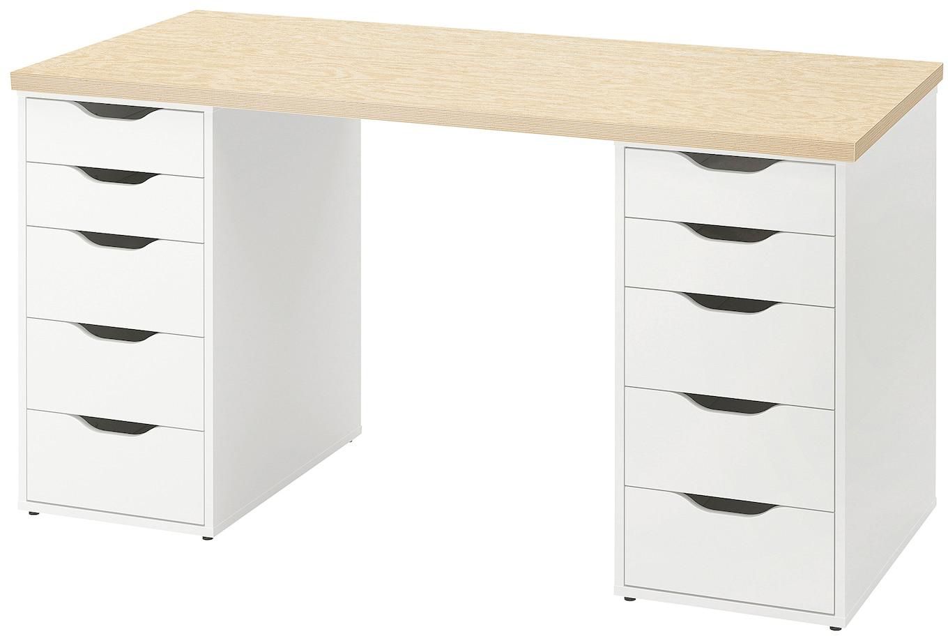 MITTCIRKEL / ALEX Desk - lively pine effect white 140x60 cm