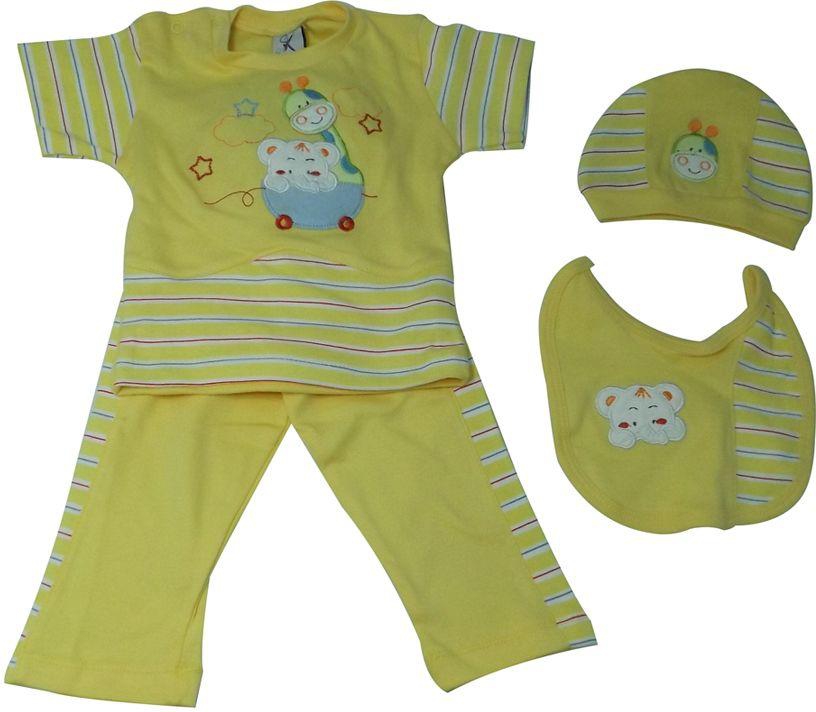 Sarah Kids 22 Set of 4 Pieces Unisex Outfit - Yellow, 3 - 6 Months