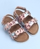 Pine Kids Casual Wear Sandals with Velcro Belt Closure Floral Print - Beige