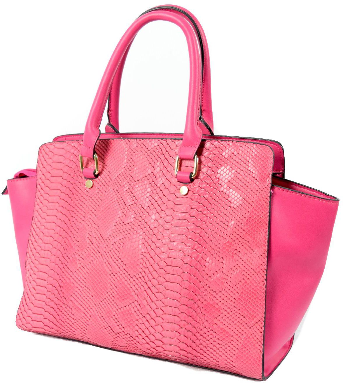 Snake Skin Textured Ladies Pink Handbag