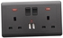 Generic Double Wall Switch UK Plug Socket 2 Gang 13A W/ 2 USB Charger Outlet