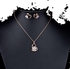 Gold Plated Stellux Austrian Crystal Heart Stud Earrings Necklace Jewelry Set
