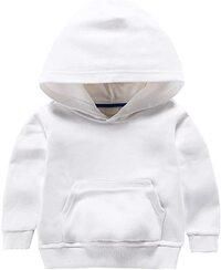 Baby Boys Girls Unisex Casual Hoodies Kids Plain Pocket Sweatshirt (WHITE, 8-9 Years)