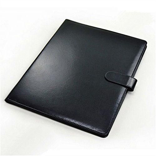 Universal Black A4 Zipped Conference, Leather File Folder Branded