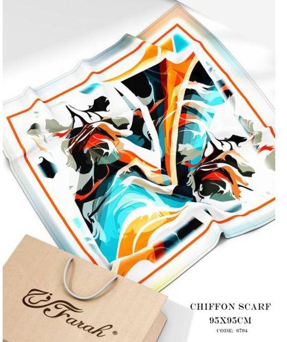 Farah سكارف شيفون مطبوع مربع 95 × 95 سم - خفيف وناعم ومريح ومتعدد الاستخدامات للنساء - Style-26
