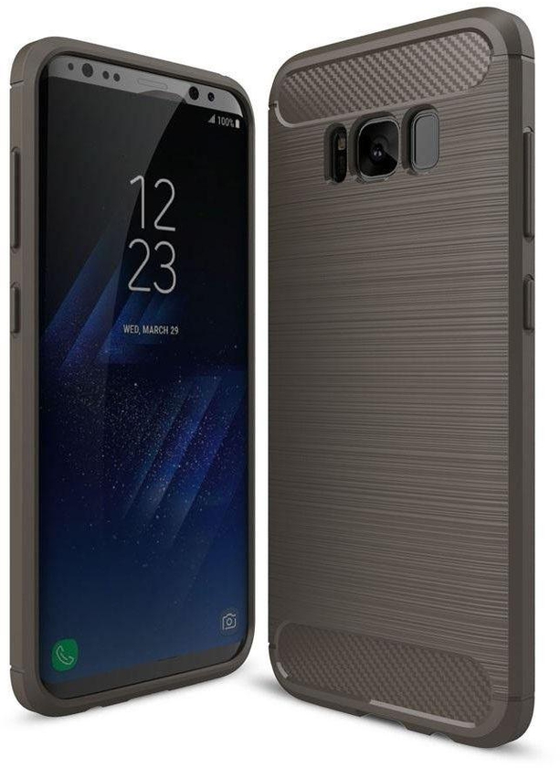 For Samsung Galaxy S8 Plus - Carbon Fibre Brushed TPU Case - Grey