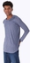 Red Circle Round Collar Slip On Long Sleeves T-shirt - Heather Blue Grey