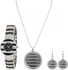 Charles Delon Elegant Women's Black Dial Stainless Steel Band Watch & Jewelry Set - 5046 LPBB