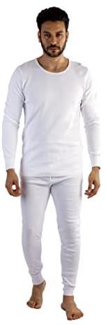 JET Cotton Round-Neck Long-Sleeve Undershirt with Underpants Underwear Set for Men XXL