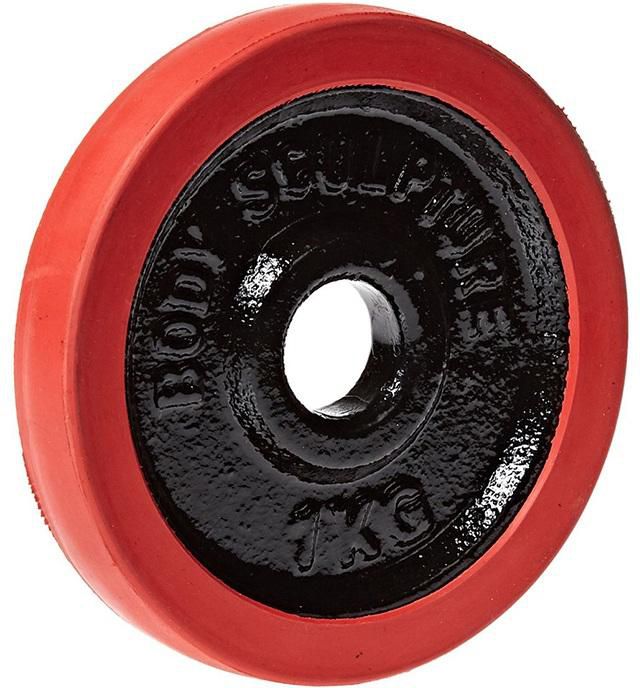 Body Sculpture Rubber Weight Plate - 1 Kg / 1 inch Diameter ( Red)