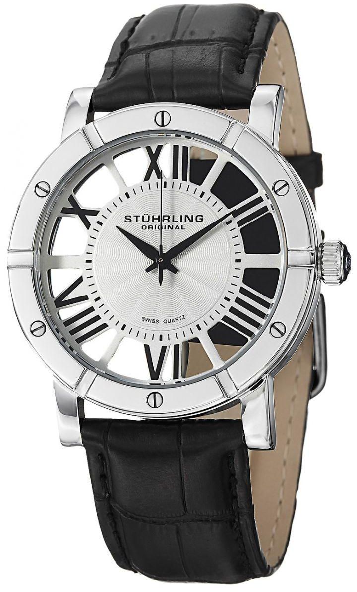 Stuhrling Original Winchester Advance Men's Silver Dial Leather Band Watch - 881.01