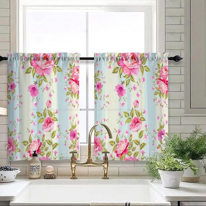 Get Velvet Kitchen Window Curtain, 2 Pieces, 150×100 cm - MultiColor with best offers | Raneen.com