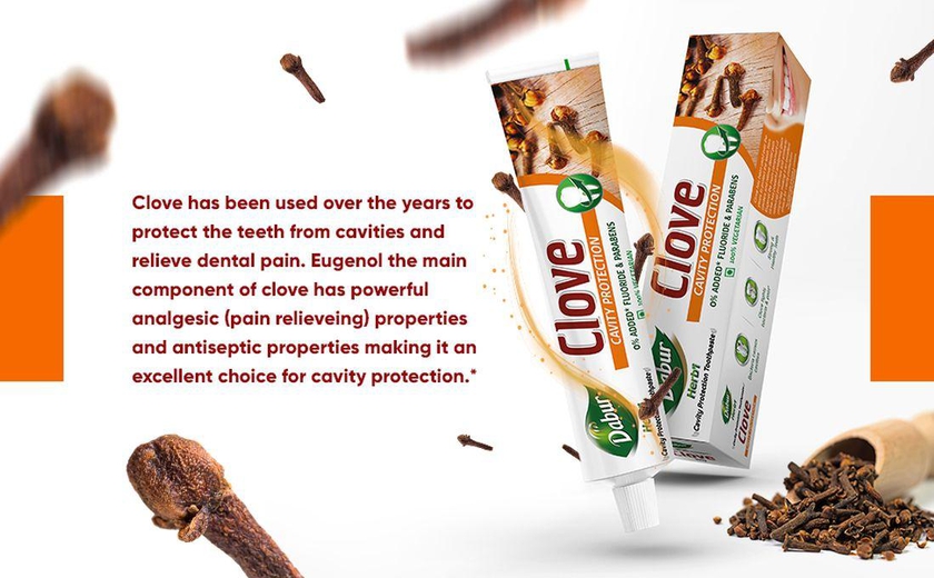 Dabur Herb'l Natural Clove Toothpaste For Cavity Protection-150G