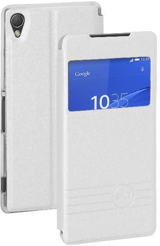 SKT Magnetic flip case for Sony Xperia Z3 with screen protector - White