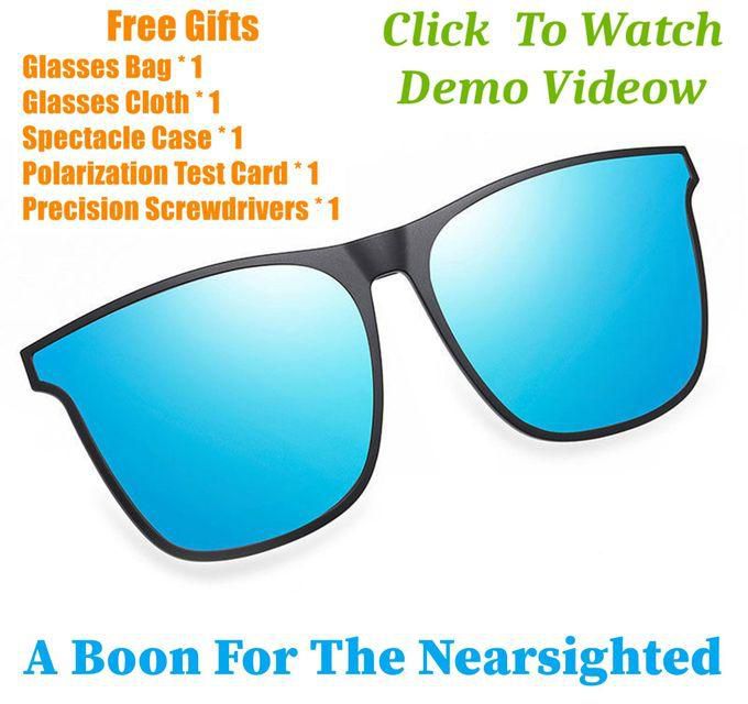 Light Radiation Protective Polarized Clip-On Sunglasses-Blue PC
