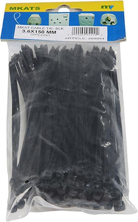 Mkats Cable Ties (Pack of 100, 3.6 x 150 mm)