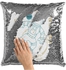 Fly To The Moon Themed Sequin Decorative Throw Pillow White/Silver/Blue 40x40cm
