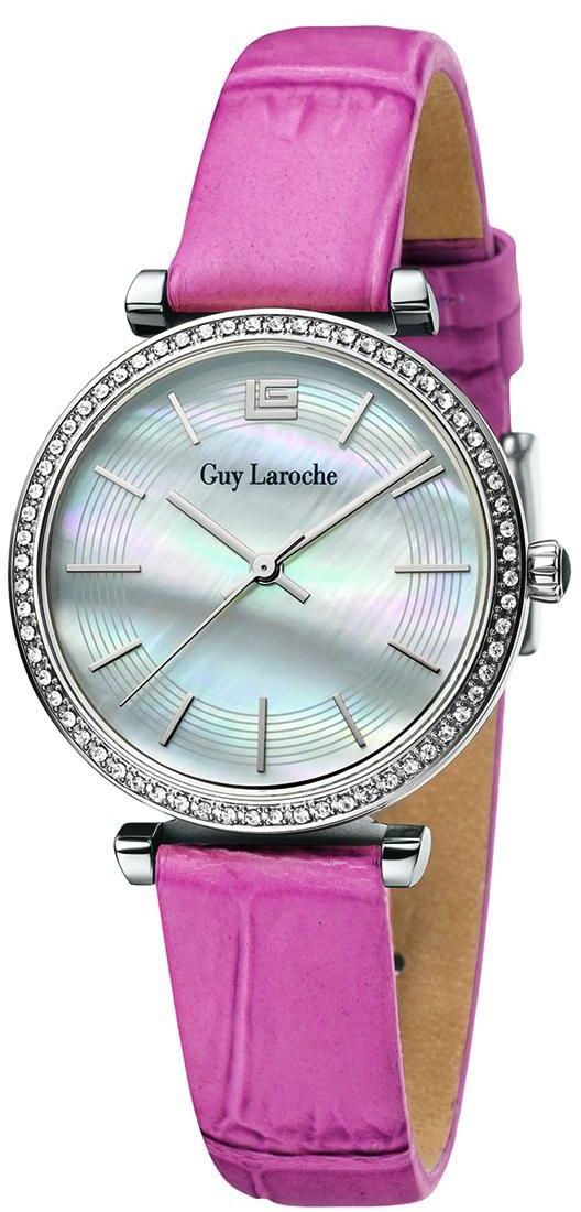 Guy Laroche Women's White/Mother of Pearl Dial Leather Band Watch - L2014-01