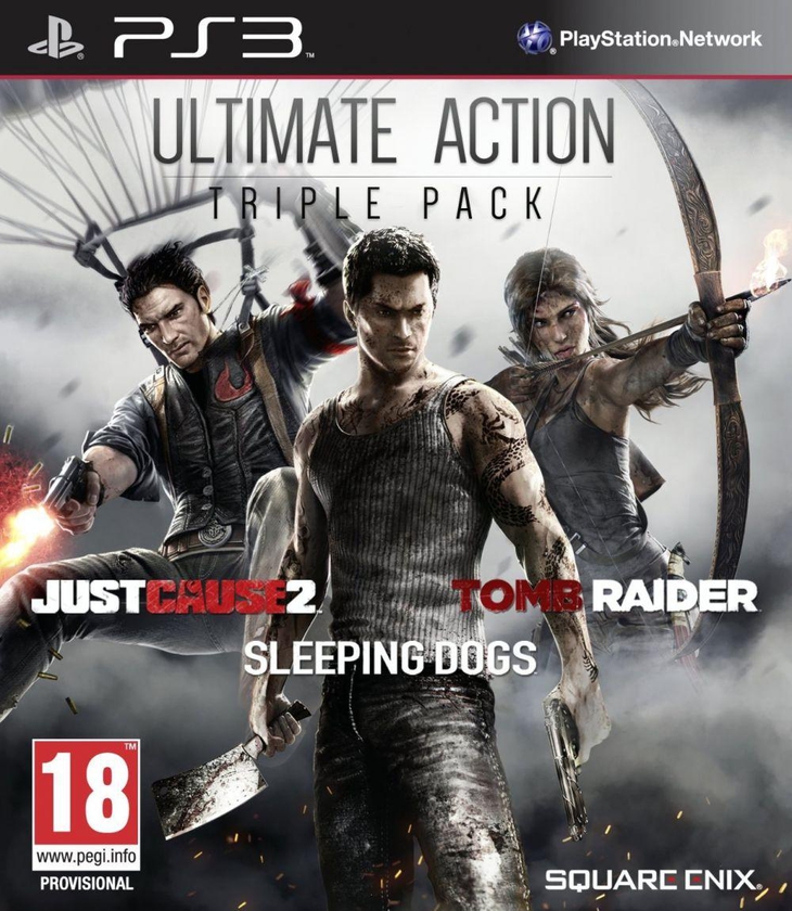 PS3 Ultimate Action Triple Pack ( Just Cause 2 , Sleeping Dogs , Tomb Raider )